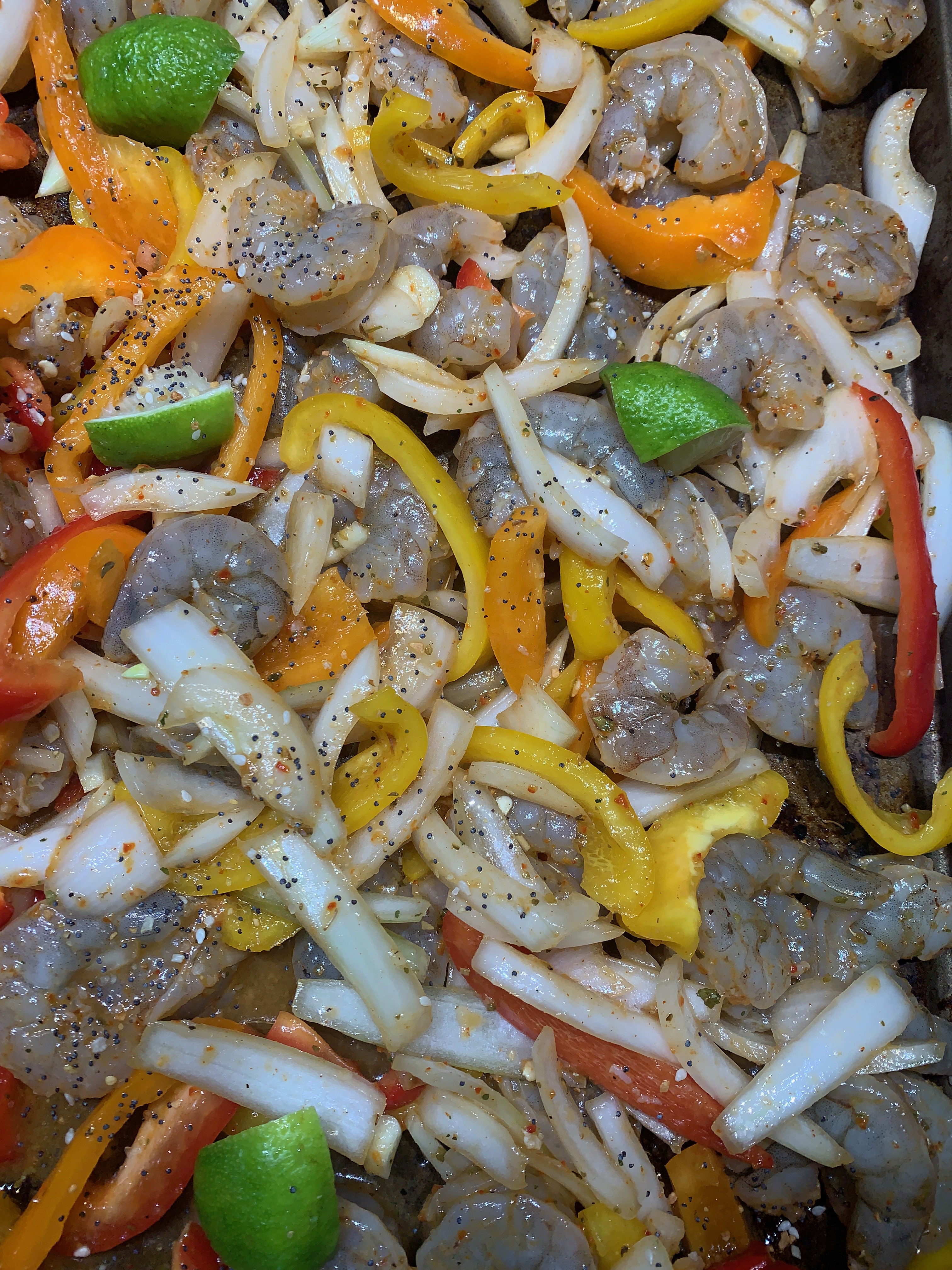 Sheet pan shrimp fajitas!